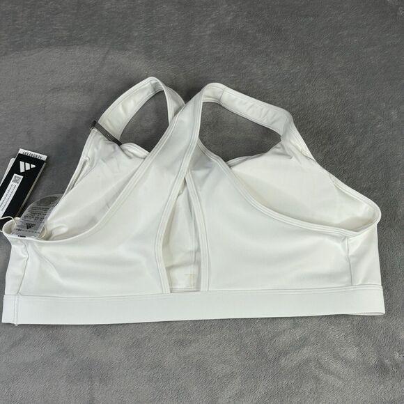 Adidas Sports Bra Womens Plus 2X White‎ PowerReact Train Medium-Support Bra new - Picture 2 of 11